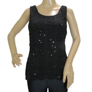 Joseph Ribkoff Black Sequins Sleeveless Top